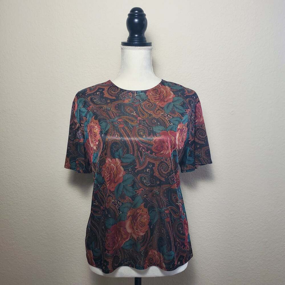 Dina Ariel Paisley Floral Sheer Top Medium